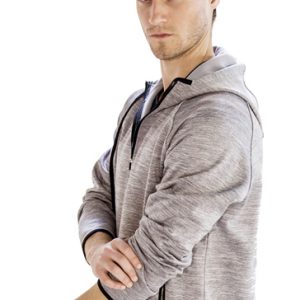 Light grey men’s running hoodie