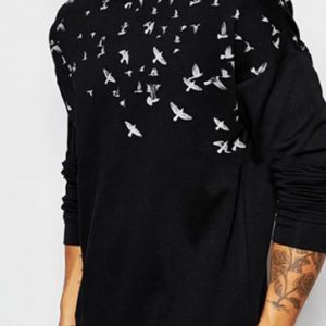 Black bird printed men’s sweats