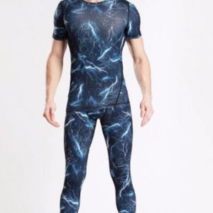 Blue and white printed men’s compression set