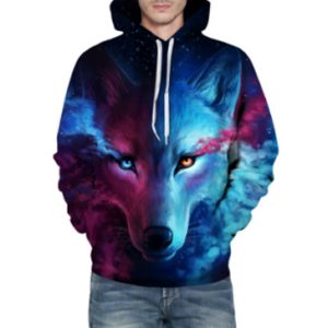 Blue and pink wolf printed men’s sweats