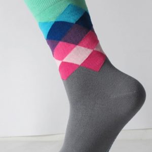Grey Colorful Plaid Socks