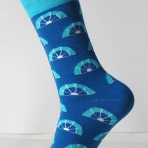 Wholesale Blue dual toned printed socks