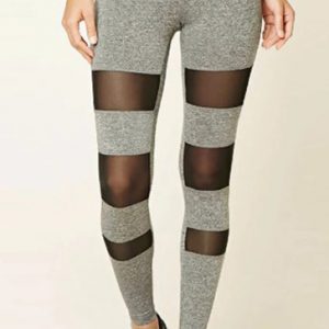 Wholesale women’s grey mesh inserted dance tights