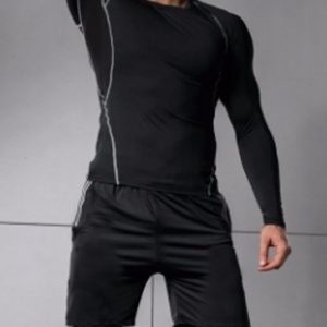 Black and white full sleeve men’s compression t-shirt