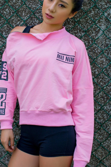 Pink and navy blue full sleeve women’s t-shirts