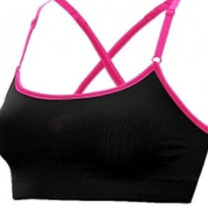 Black and pink running bra