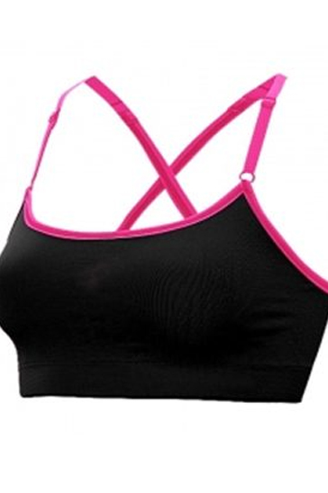 Black and pink running bra