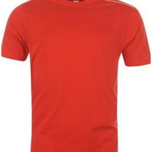 Red with White Shoulder Piping Mens Fitness T Shirt Wholesale