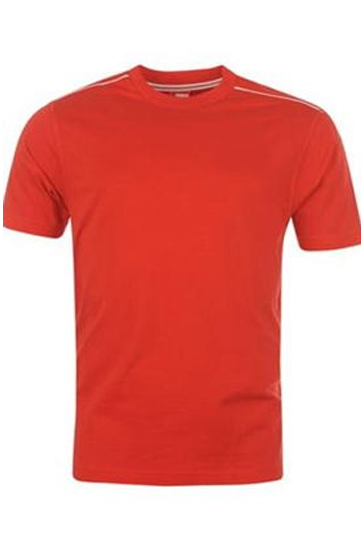 Red with White Shoulder Piping Mens Fitness T Shirt Wholesale