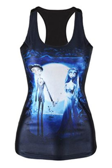 Black and midnight blue sublimated women’s t-shirt