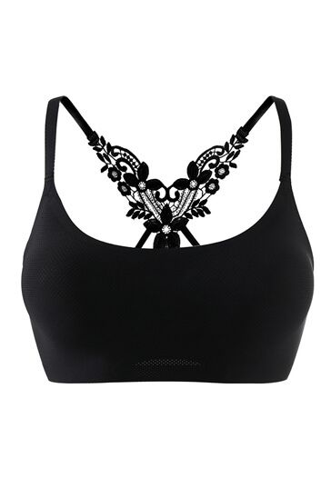 Womens Wholesale Classy Black With Back Lace Sports Bras