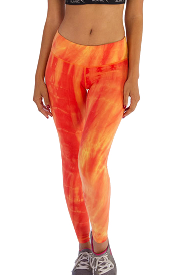 Orange and yellow flame printed women’s workout leggings