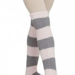Grey and Powder Pink Broad Stripe Legwarmers Manufacturer