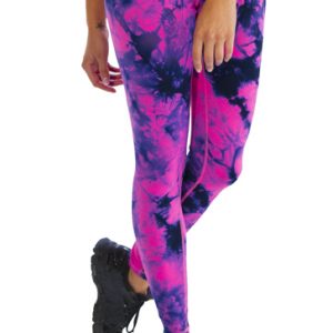 Pink and navy blue tie and dye leggings
