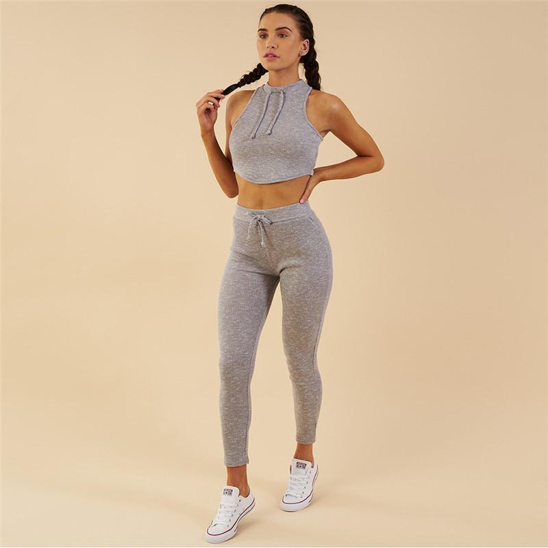 Wholesale Workout Grey Textured Compression Set For Women image