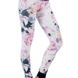 Subtle White Floral Printed Leggings Wholesale