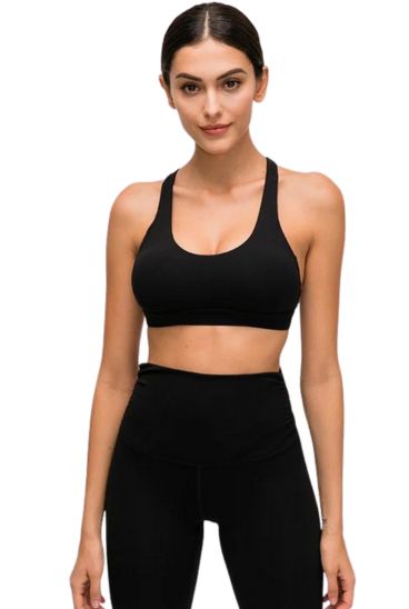 Bulk Solid Black Women Regular Sports Bra Manufacturer in USA