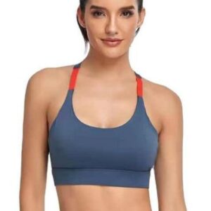 wholesale grey and orange athletic bra