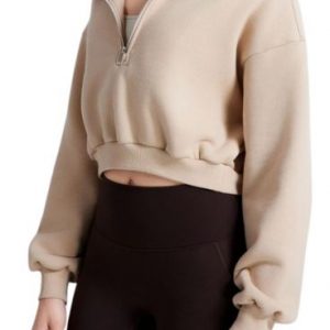 wholesale half zip cropped sweatshirt